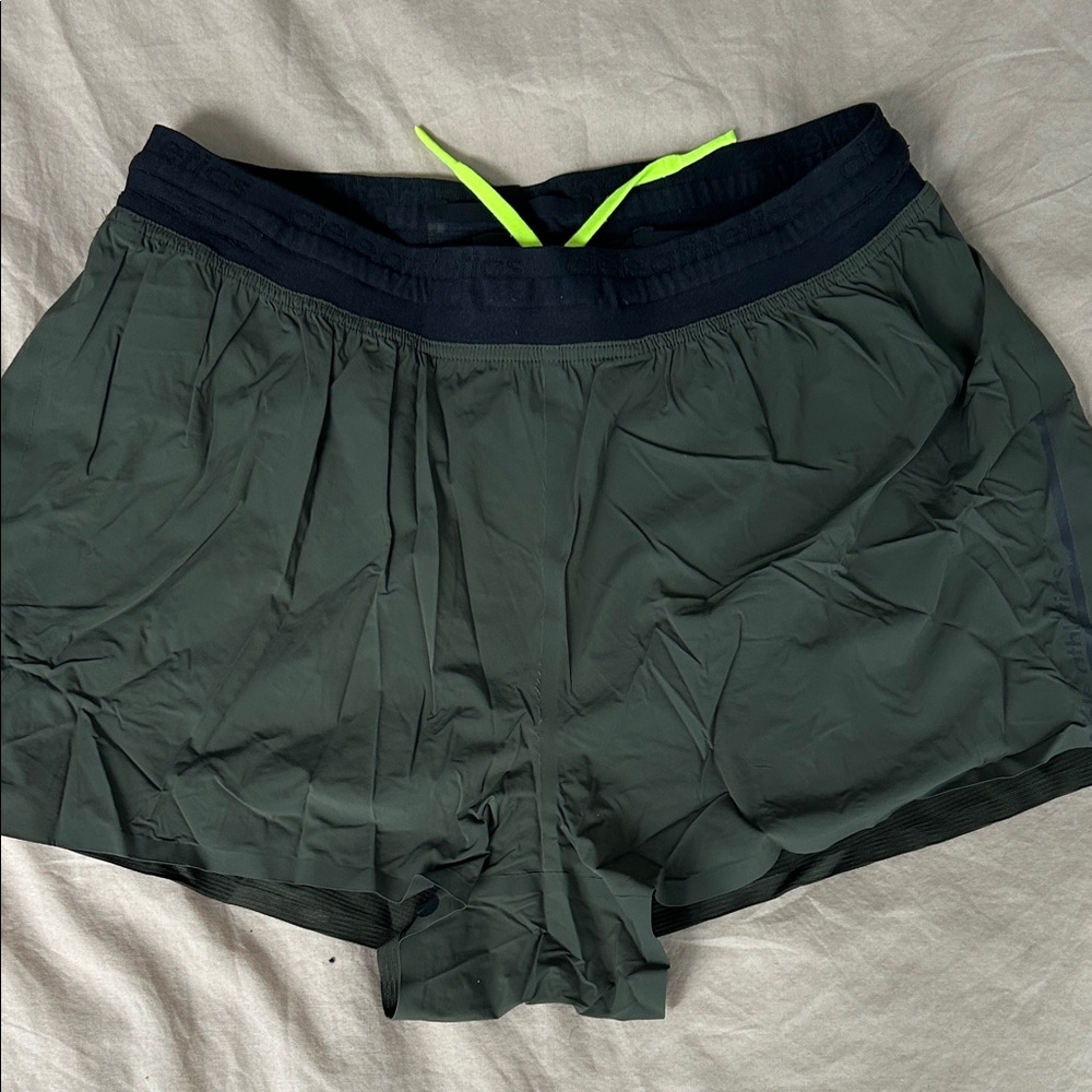 Ciele DBSShort Brief Elite Dark Green Athletic Shorts with Neon Drawstring